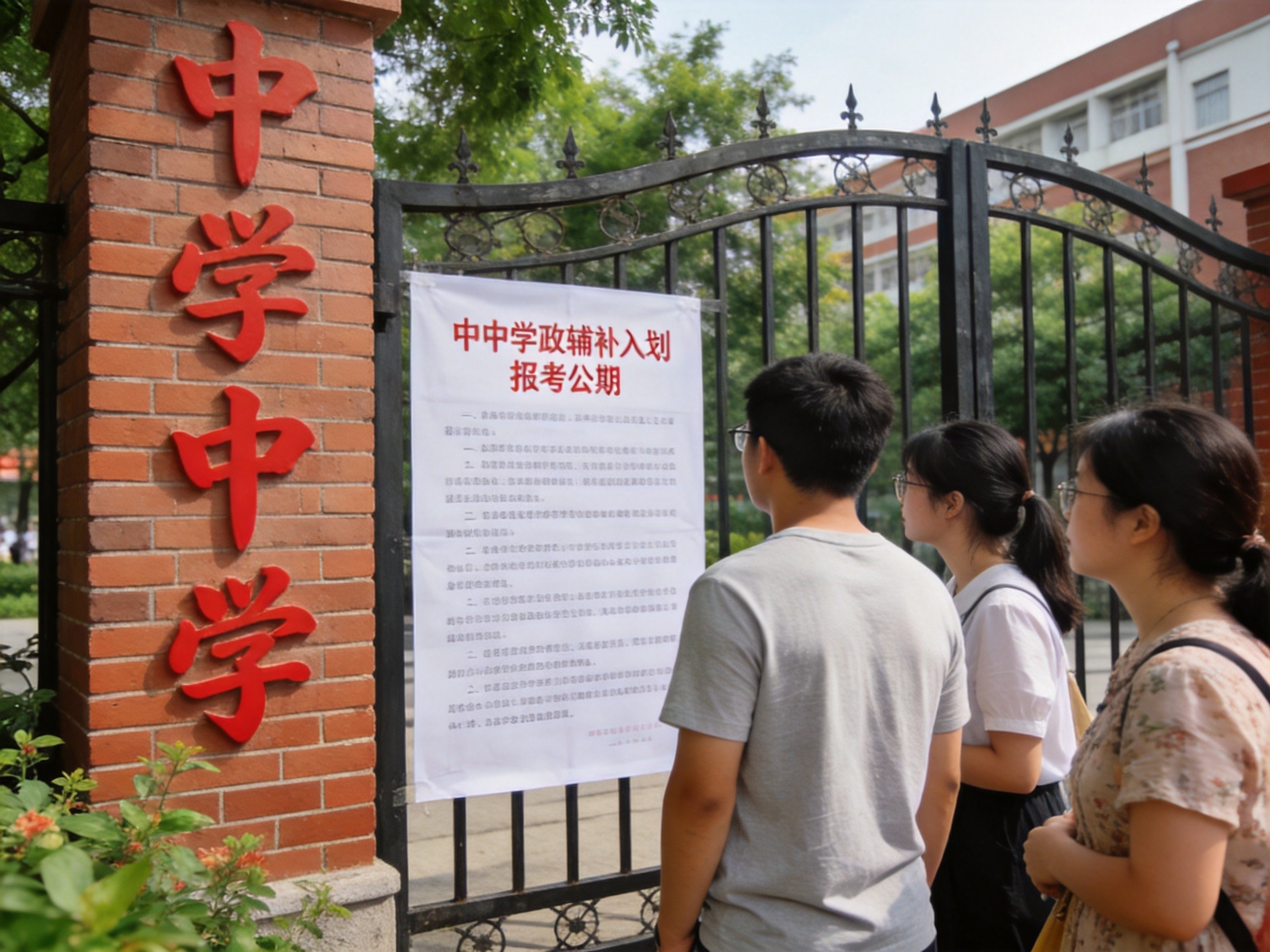 中考补录征报志愿说明公告张贴在学校门口