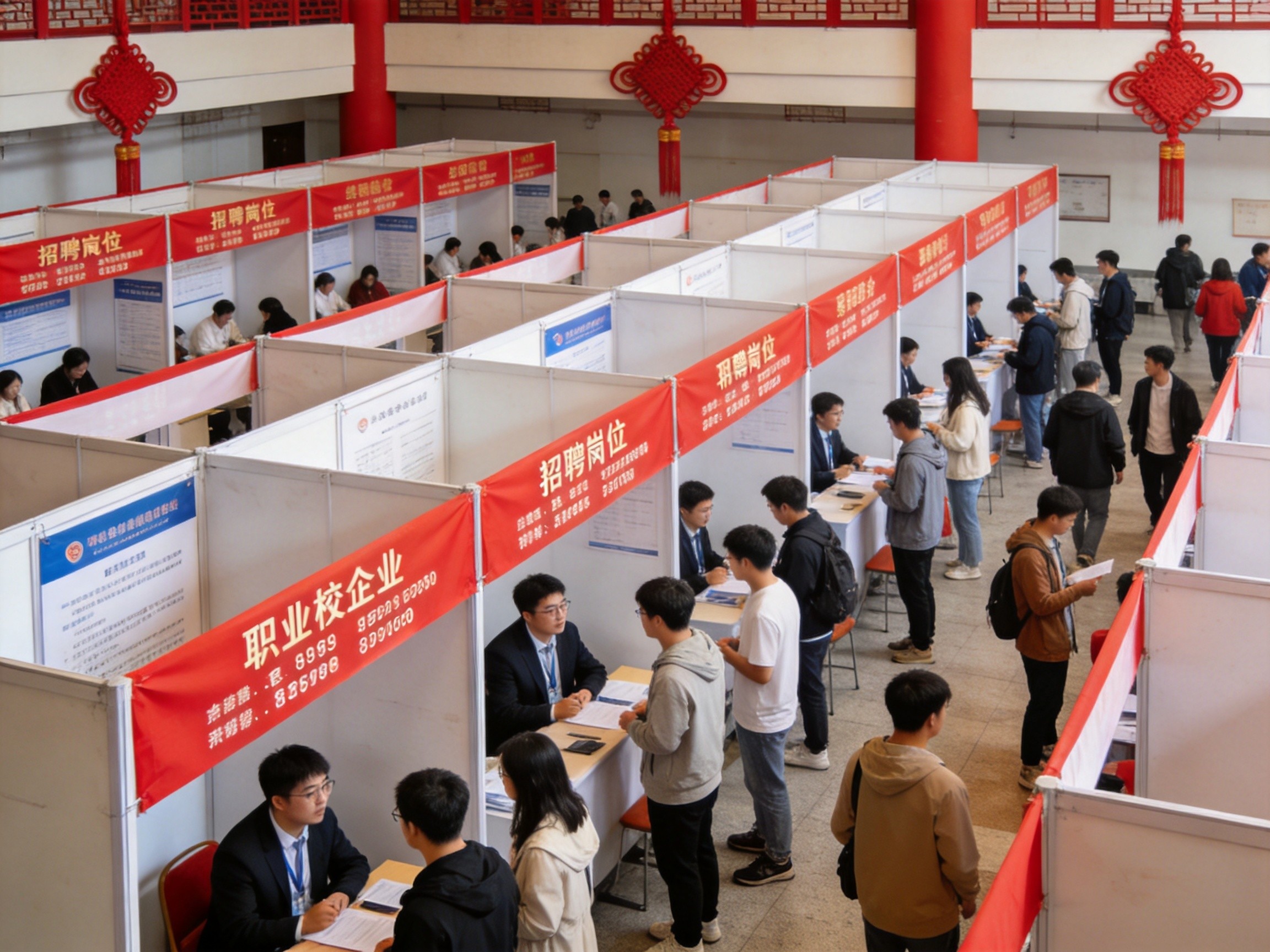 校园招聘会学生与企业交流