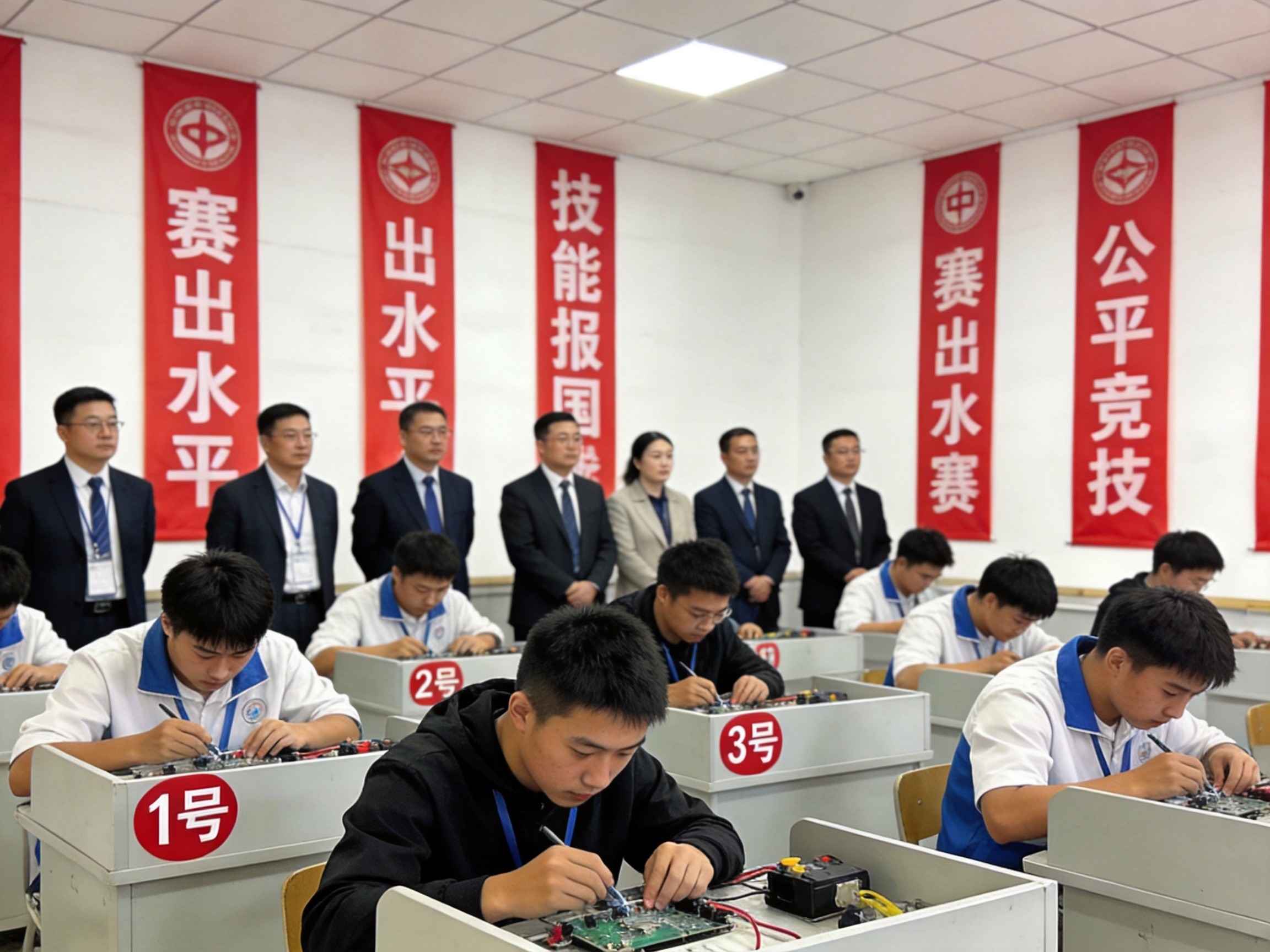职业技能大赛现场学生竞技