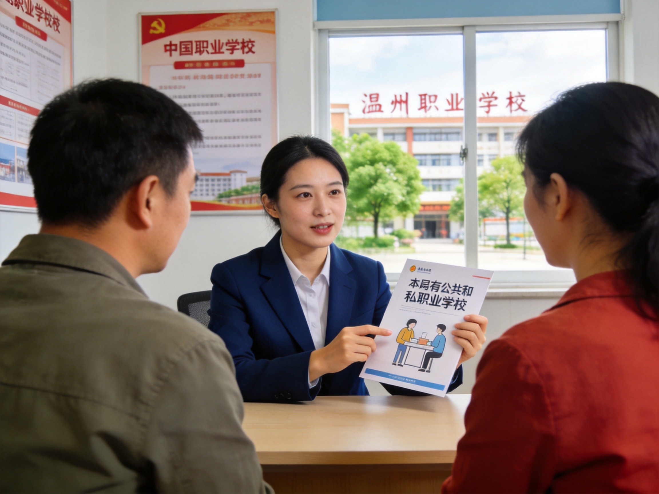 泉州中职学校咨询老师向家长讲解公办与民办区别