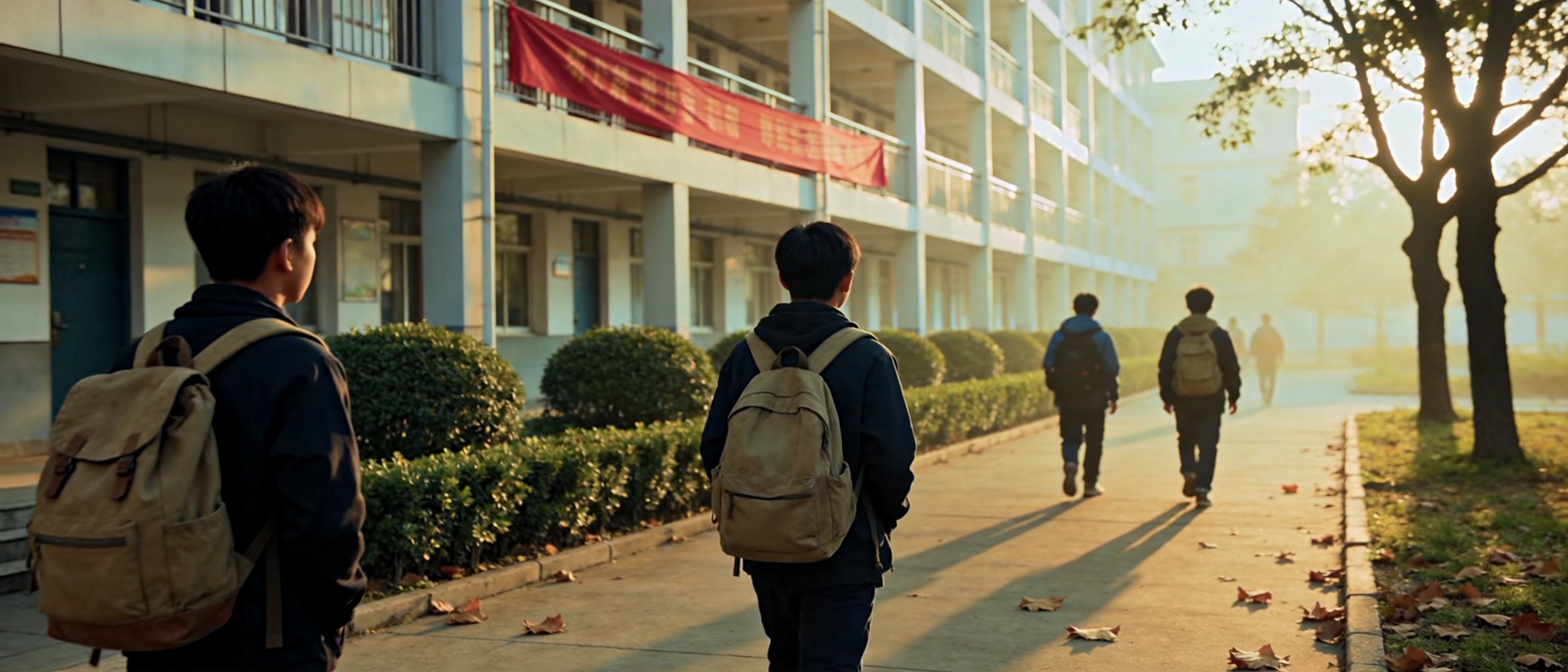 学生走在校园里