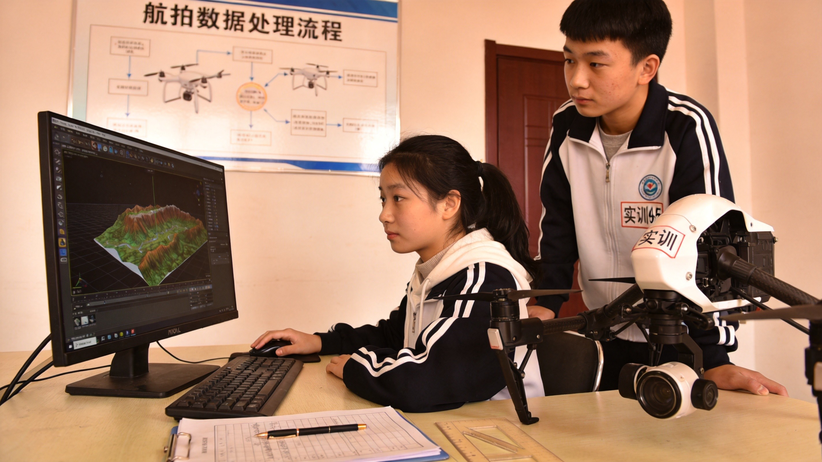 中职无人机专业学生持证参加航拍数据建模实战训练