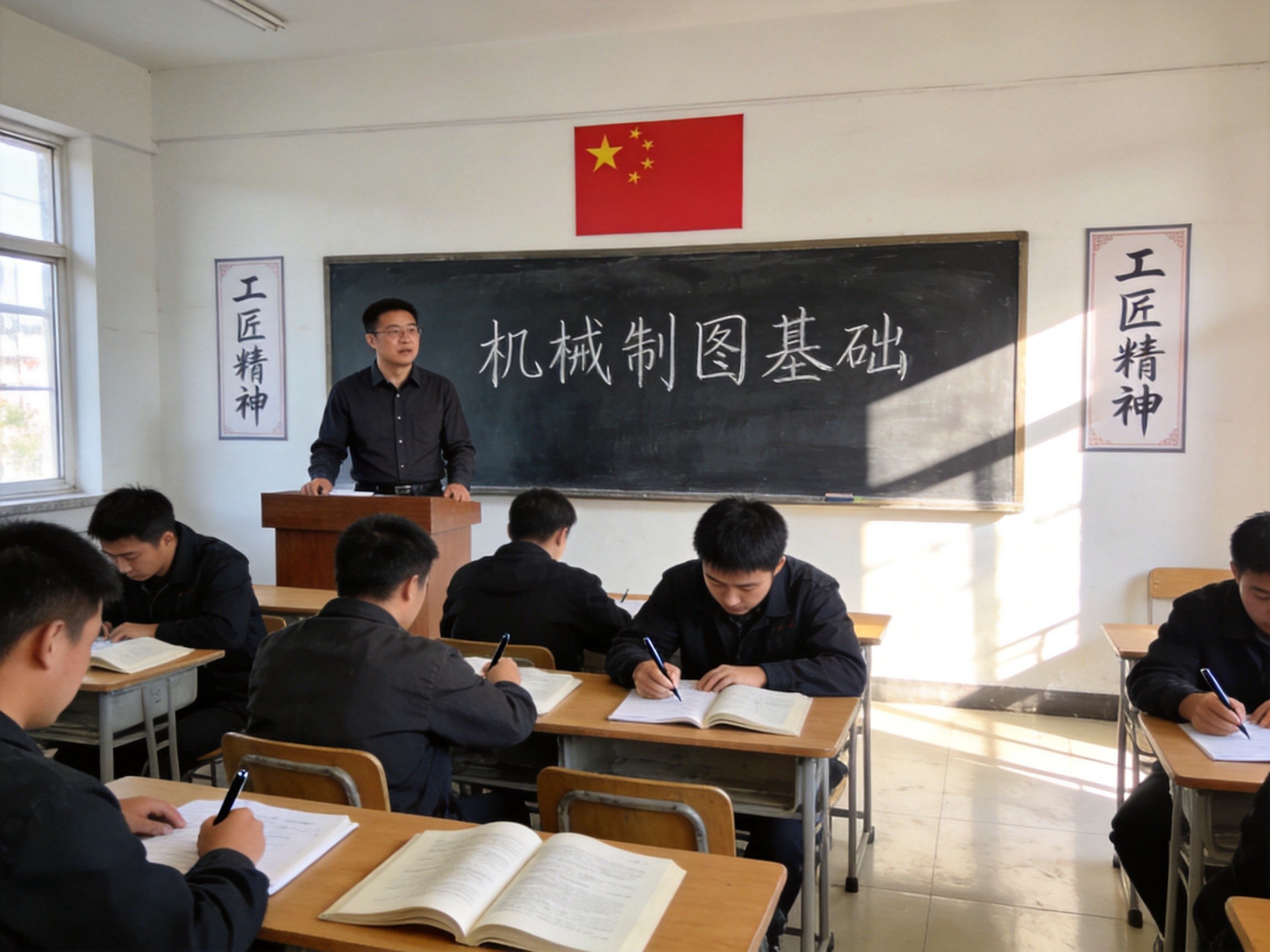 技工院校学生在城市轨道交通运输模拟舱进行实训