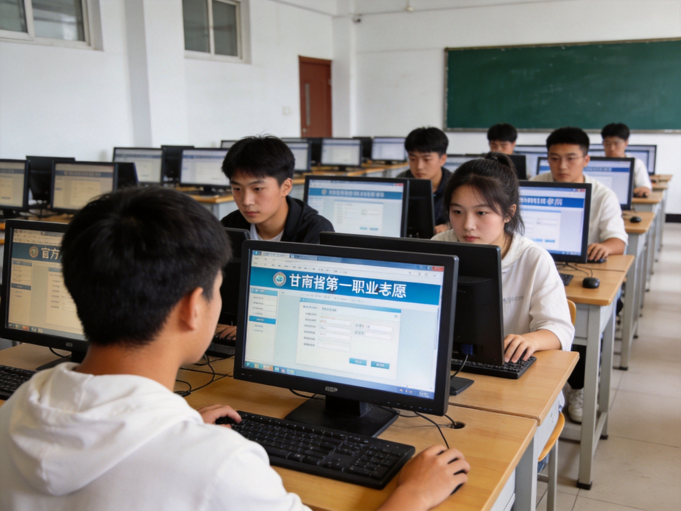 中职学生在兰州技工学校实训车间操作设备