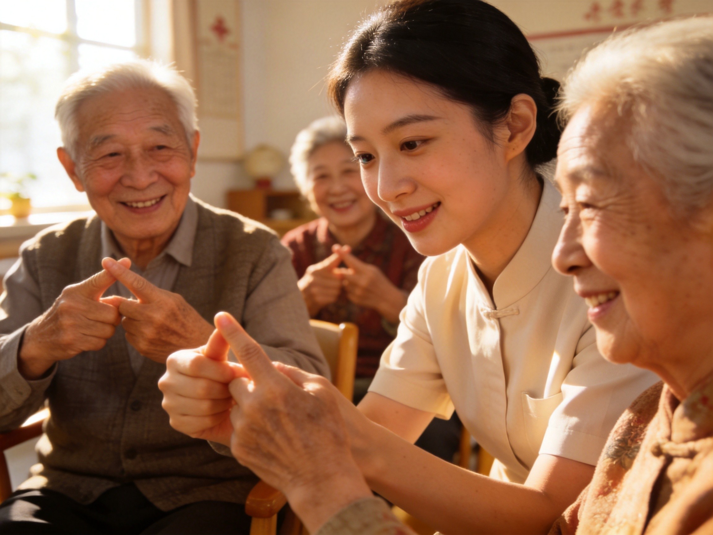 六七位幼师走进上海养老院，养老照护行业正在发生变化