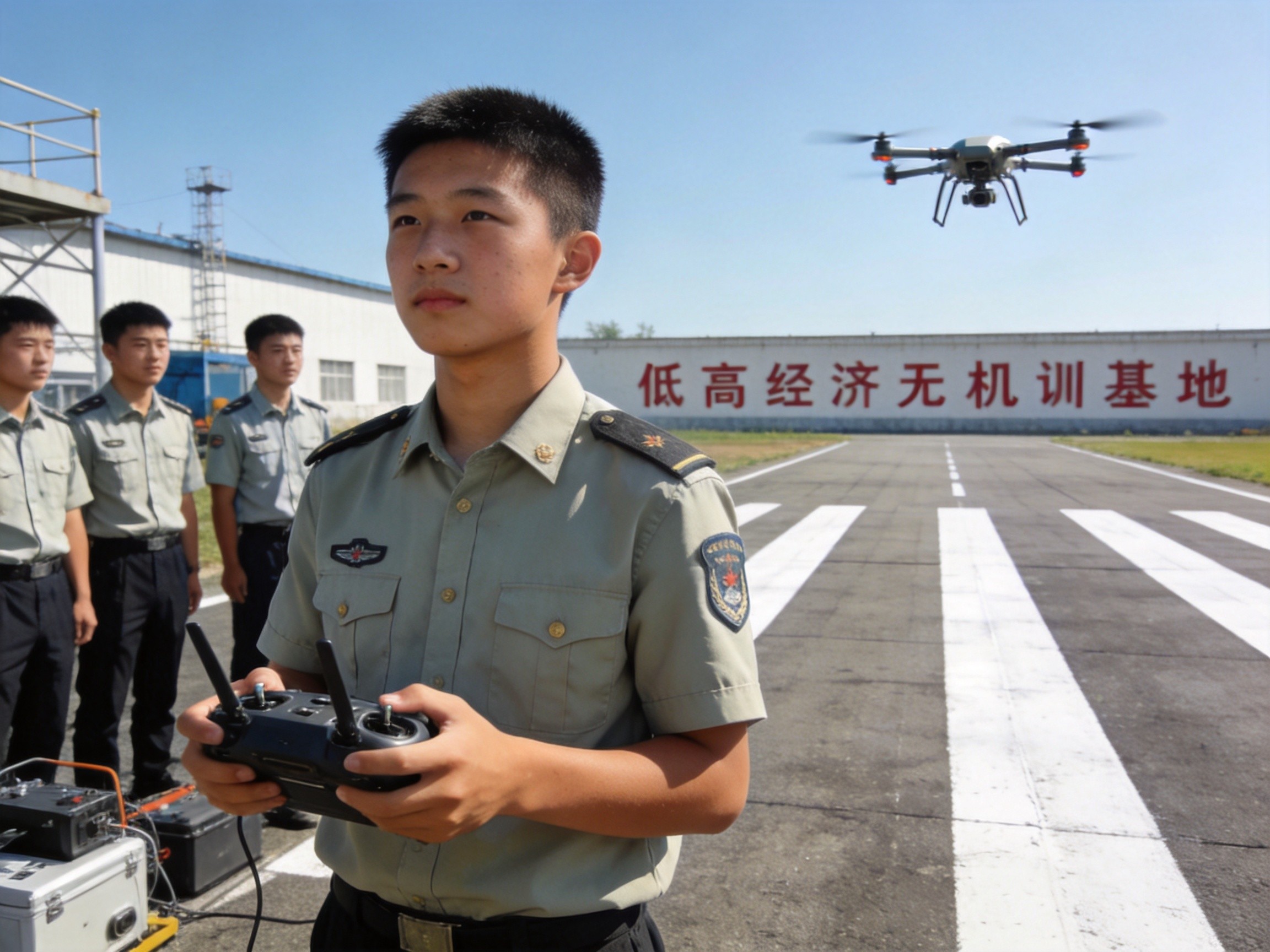 低空经济无人机专业学生在实训基地操控无人机