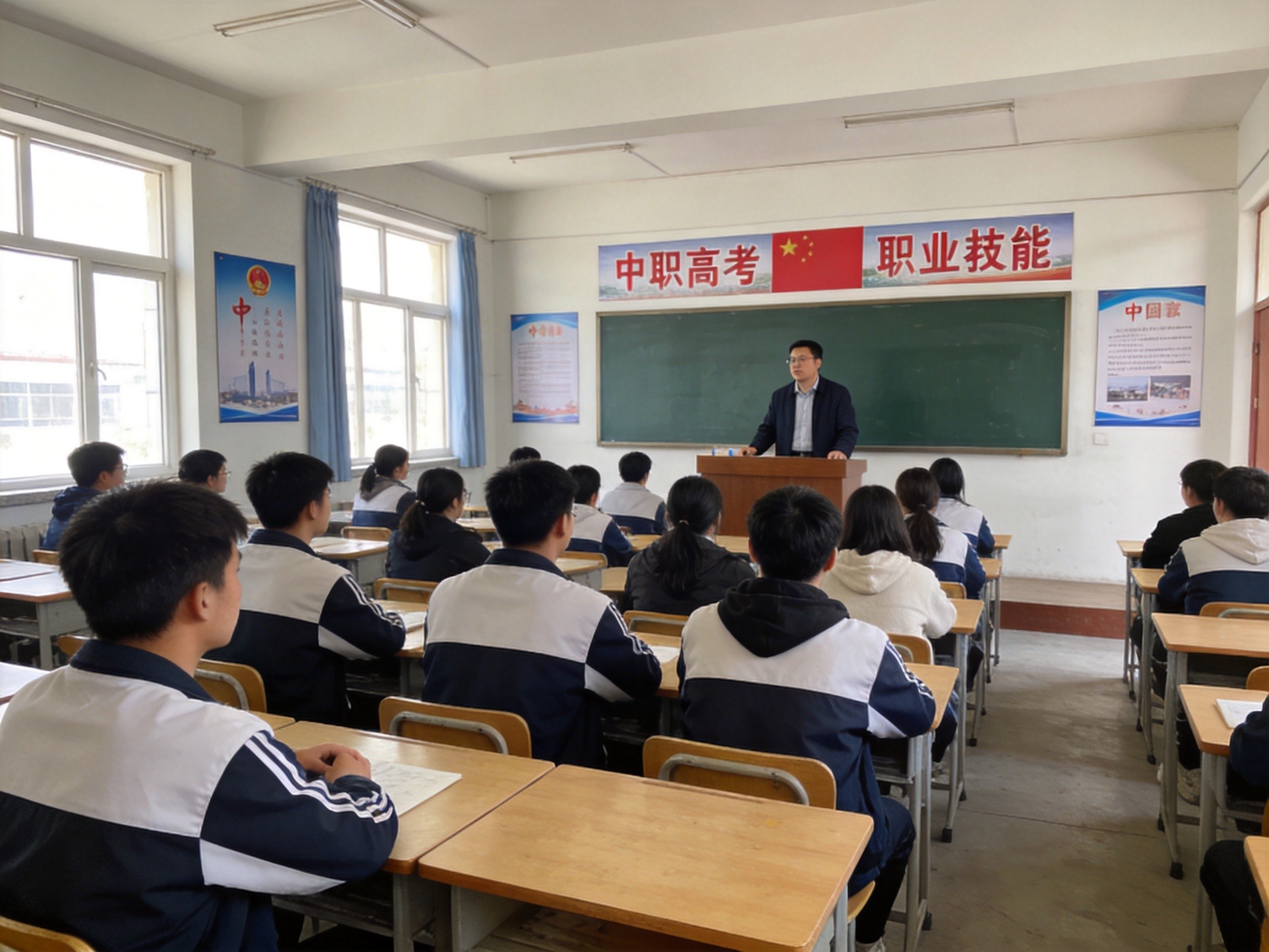 中职学生在3+4贯通班教室进行本科衔接课程学习